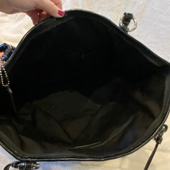 Coach Leah Signature C Jacquard Print Tote Shoulder Bag Purse Satchel Blk Gry XL - Picture 7 of 9